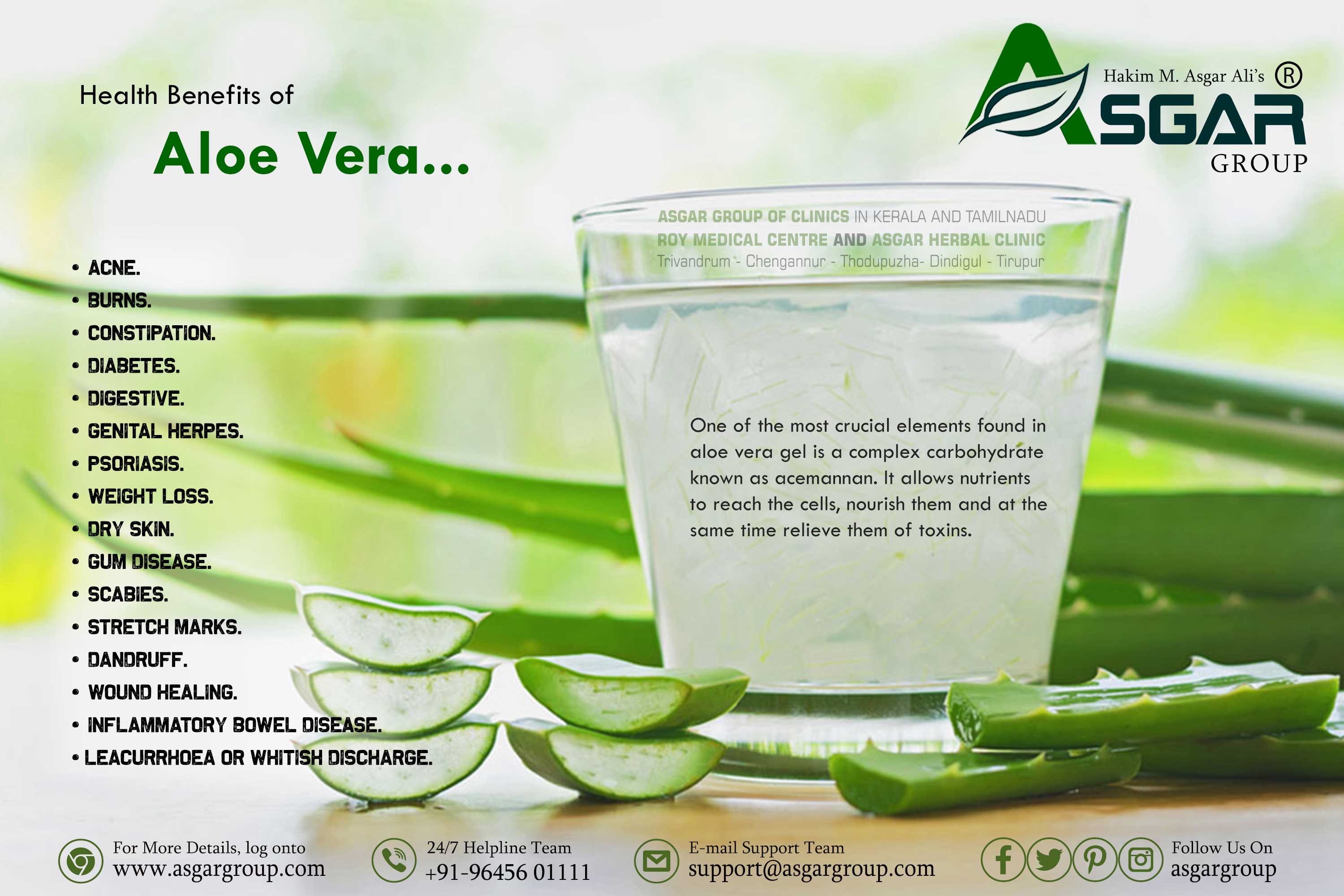 Aloe Vera Health Benefits powder and capsules asgar herbal products group of roy medical