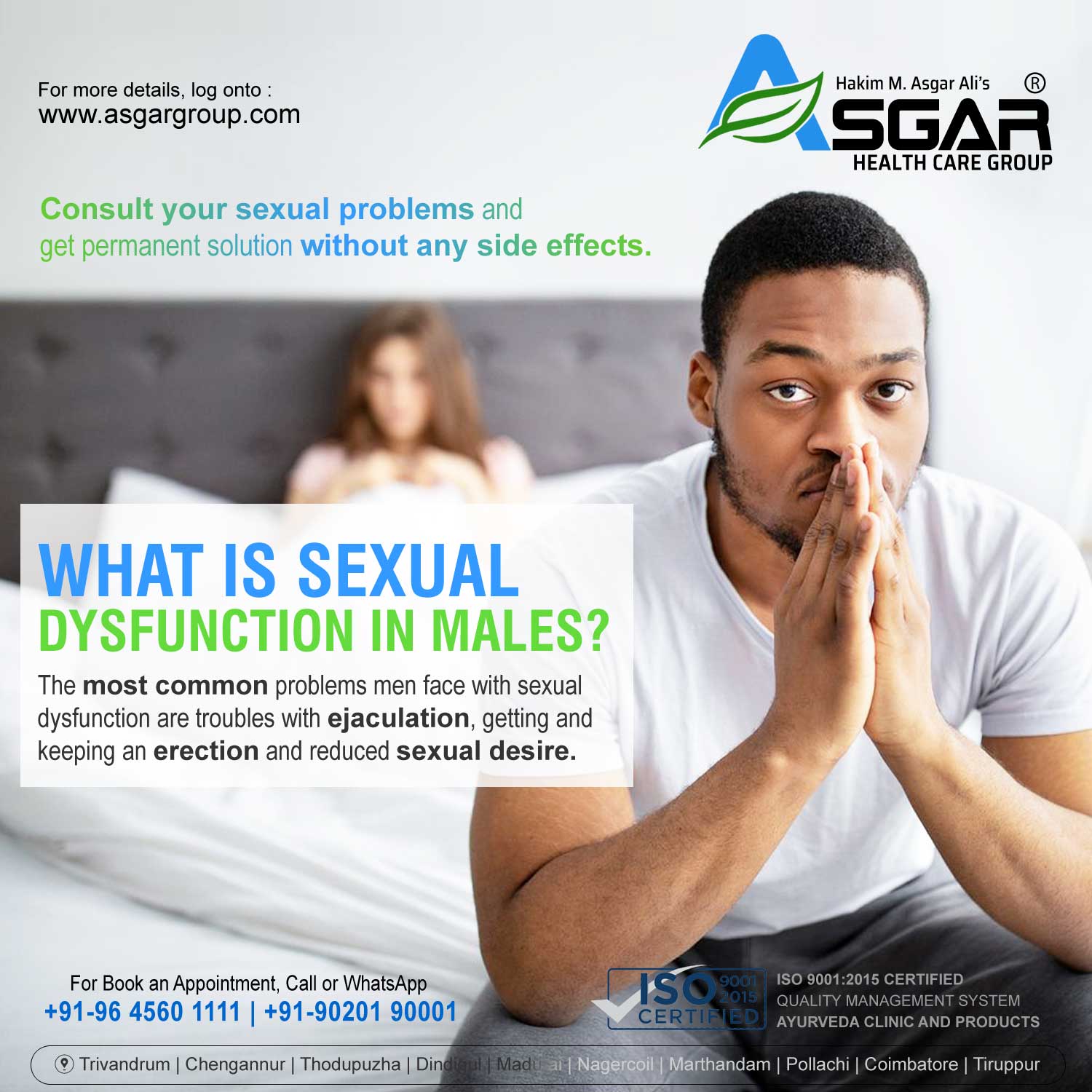 Sexual Dysfunction in Males and females in bed room erectile