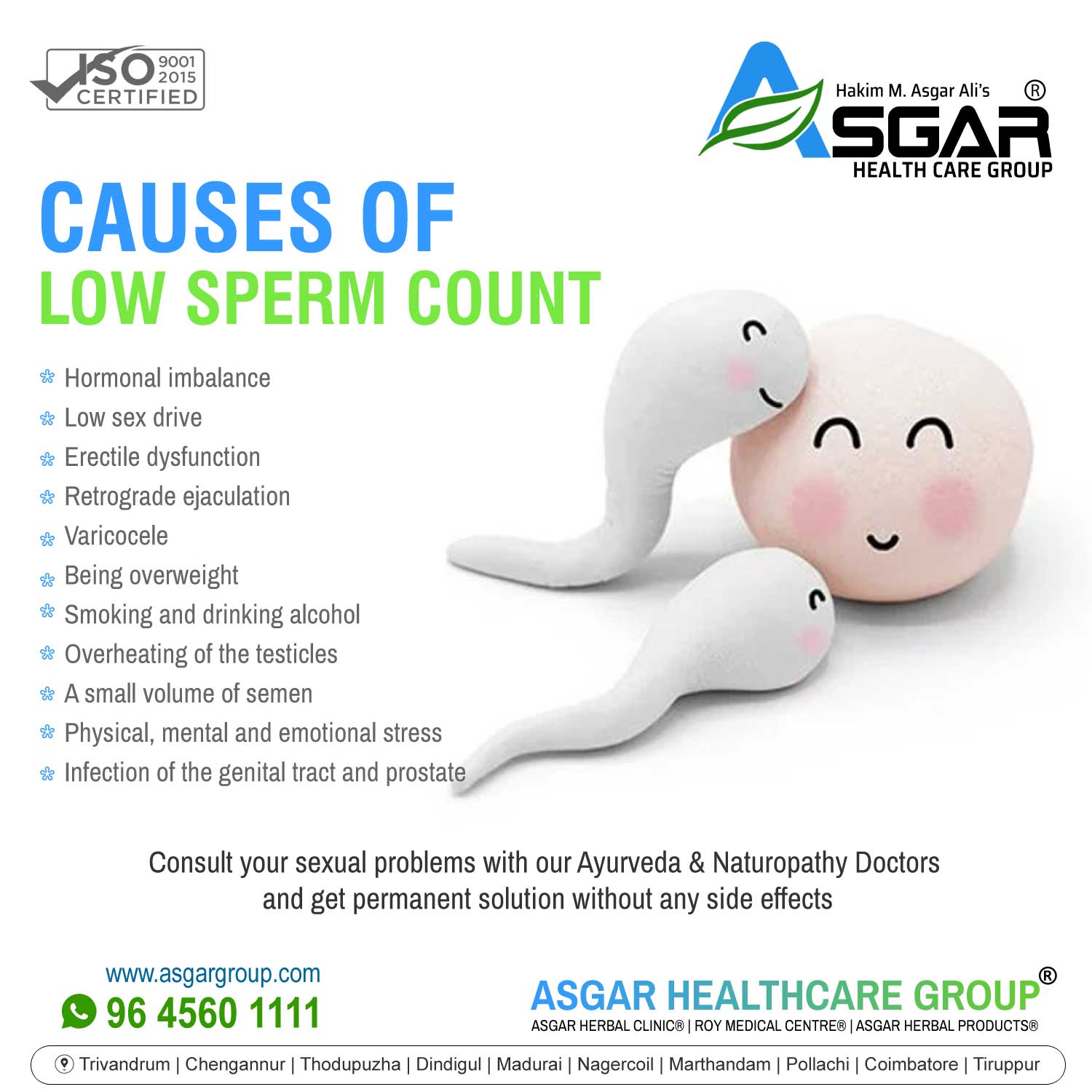 Causes and treatment for low sperm count and motility say no to IVF Kerala  ayurveda treatment trivandrum kottayam ernakulam pala thrissur tiruppur  dubai bahrain qatar oman asgar healthcare - ASGAR HEALTHCARE GROUP®