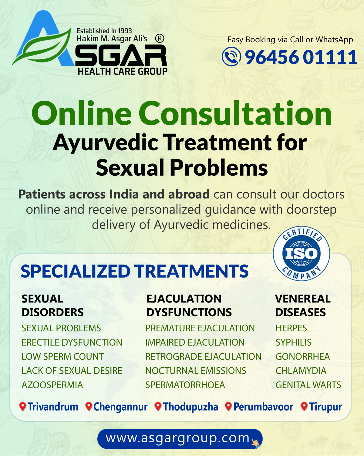 ONLINE CONSULTATION AYURVEDIC TREATMENT FOR SEXUAL PROBLEMS KERALA INDIA DUBAI SAUDI OMAN BAHRAIN KUWAIT QATAR MALAYSIA SINGAPORE MALDIVES UGANDA USA