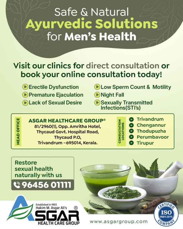 best ayurveda sexology clinic kerala in trivandrum kollam ernakulam perumbavoor chengannur thodupuzha kayamkulam