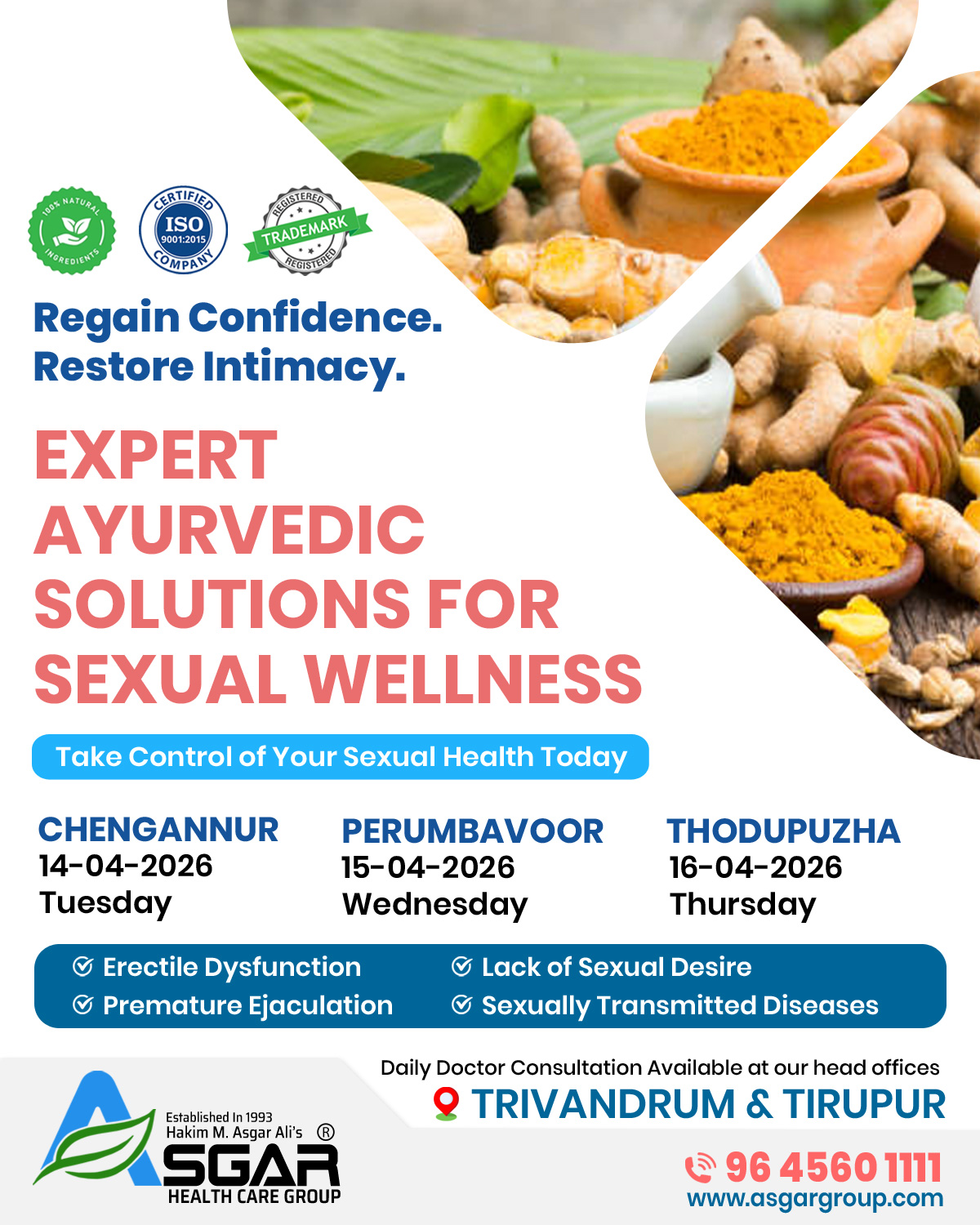BEST AYURVEDA SEXUAL HEALTH CLINIC CAMP IN TRIVANDRUM CHENGANNUR THODUPUZHA PERUMBAVOOR KOCHI THRISSUR KOTTAYAM ERNAKULAM