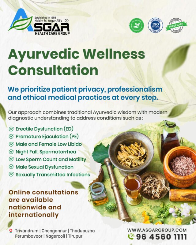online Ayurvedic sexual wellness consultation for male and female sex clinic trivandrum kerala chengannur ernakulam kochi thrissur tirupur coimbatore