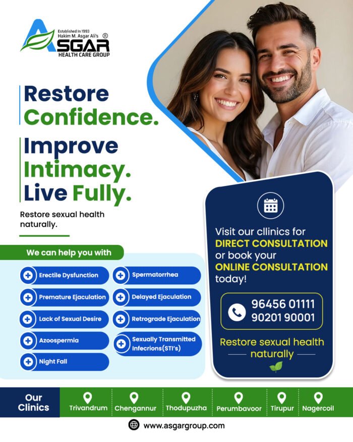 Asgar Healthcare Group sexology clinic treatment kerala, Tamilnadu, India Trivandrum tirupur nagercoil alappuzha idukki UAE saudi arabia qatar oman bahrain